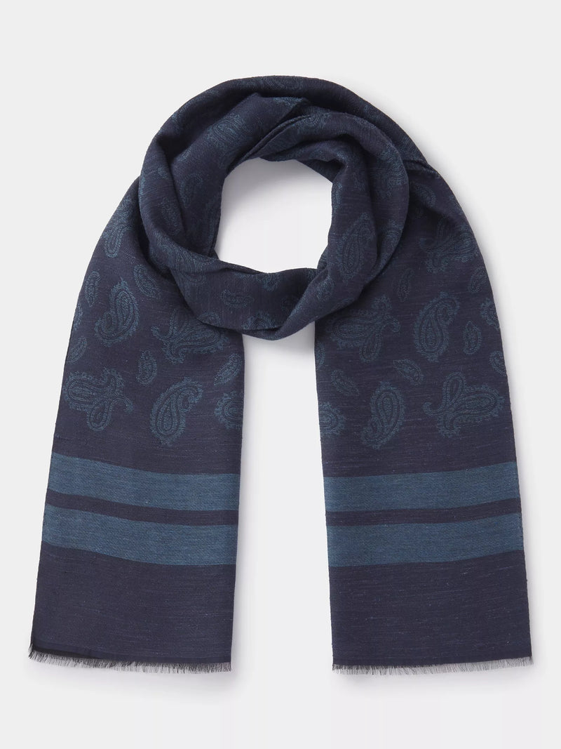 Aubin silk scarf navy paisley, UK version