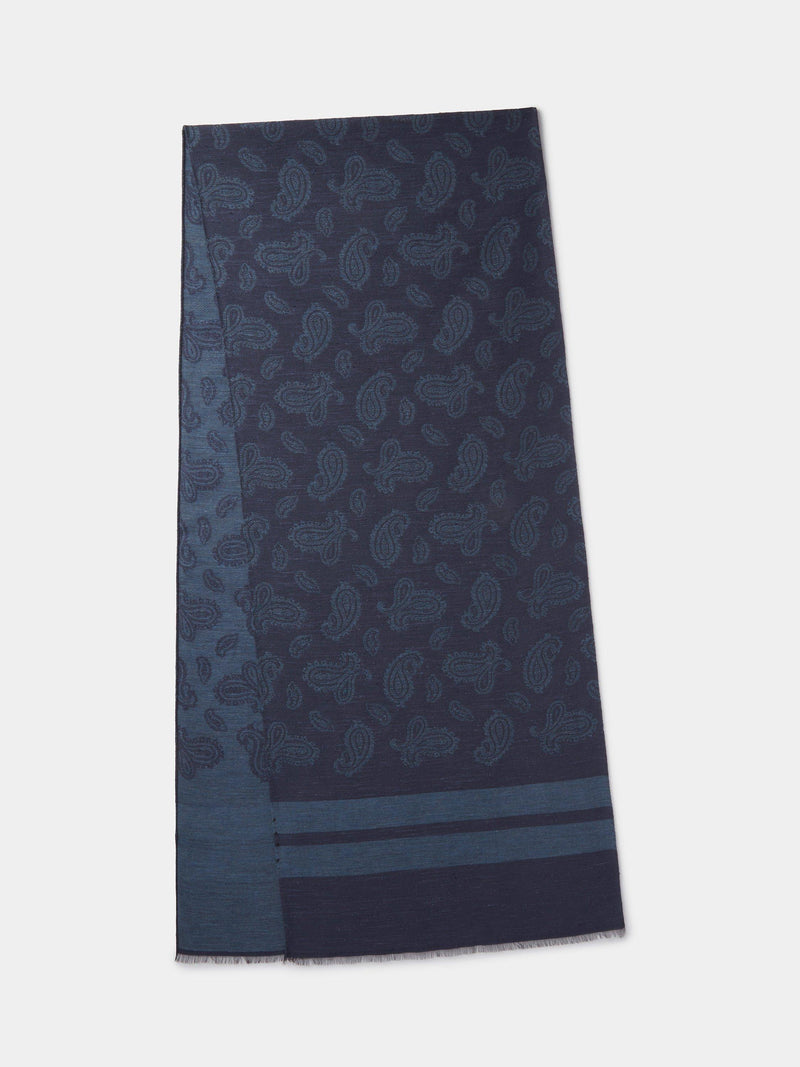 Aubin silk scarf navy paisley, UK version
