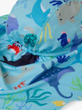 Polarn O. Pyret kids swim hat in blue with sea life print, imported from the UK