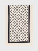 John Lewis Gerard Darel Danae Geometric Logo Pure Silk Scarf Black And Ecru/Cream- Buy online at McGrocer