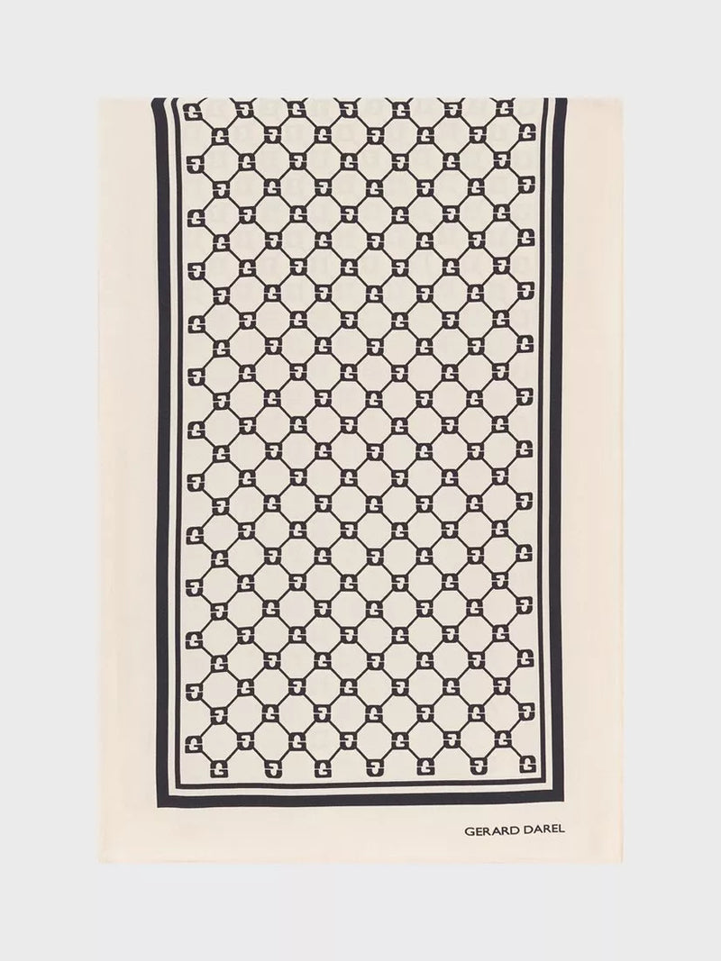 Gerard Darel scarf geometric logo black ecru cream - British product