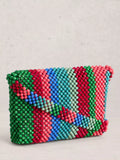 White Stuff beaded shoulder bag multi-colour, imported from the UK