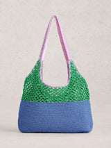 John Lewis White Stuff Christe Crochet Shopper Bag, Blue/Multi- Buy online at McGrocer