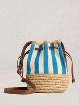 John Lewis White Stuff Mia Stripe Canvas Drawstring Bucket Bag, Blue/Multi- Buy online at McGrocer
