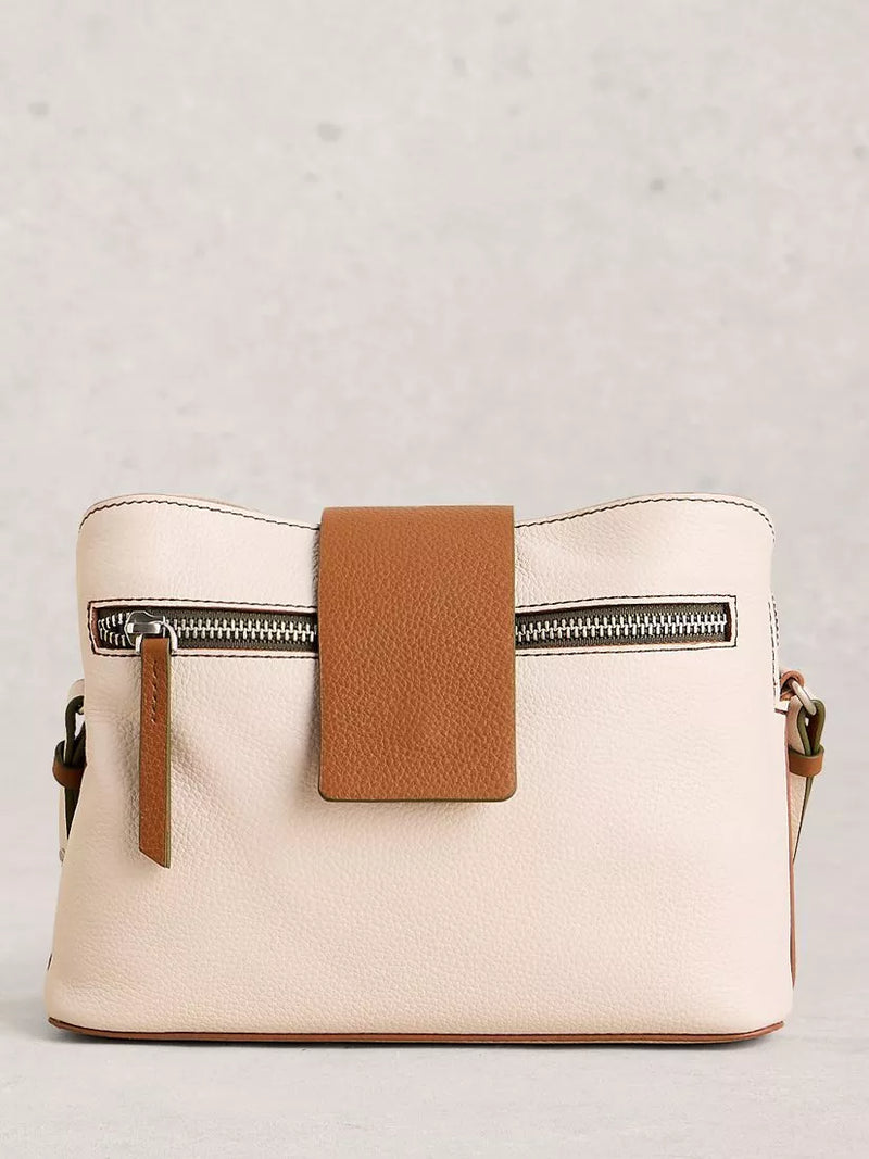 White Stuff Tabby crossbody leather bag in white - British product