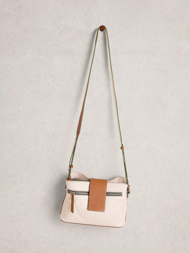 White Stuff Tabby crossbody leather bag in white - British product