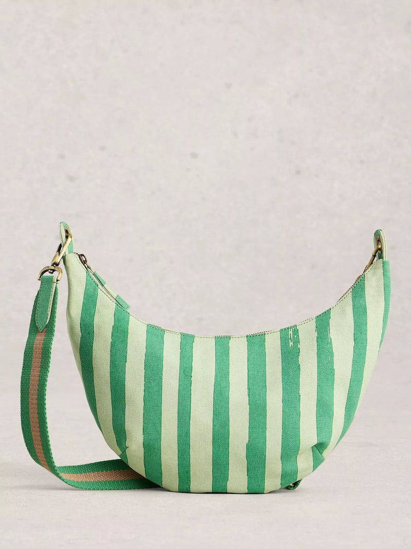 White Stuff Natalie Crescent Moon Crossbody Bag, Green/Multi