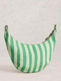 White Stuff crescent crossbody bag green multi stripe, UK version