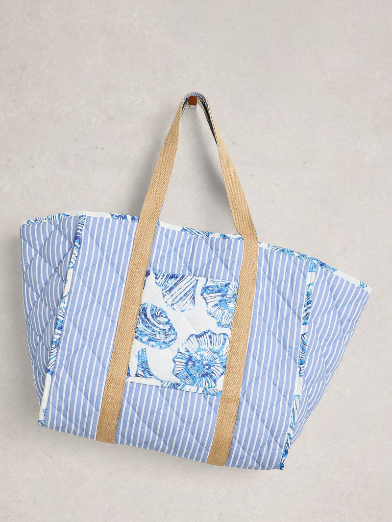 White Stuff Riley reversible beach bag tote, Blue/Multi - British product