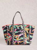 White Stuff Riley Floral Beach Bag black multi, imported from the UK
