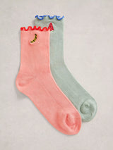 John Lewis White Stuff Fruit Frill Multi Ankle Socks Pack of 2- Buy online at McGrocer