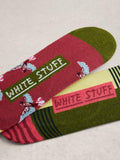 White Stuff sock liners bird stripe print red/multi 2-pack (British brand)