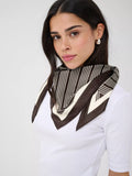 KAFFE Gabby Stripe Scarf, Seal Brown/Chalk Str