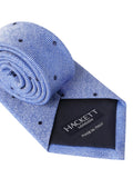 Hackett London polka dot tie electric blue linen silk blend (British brand)