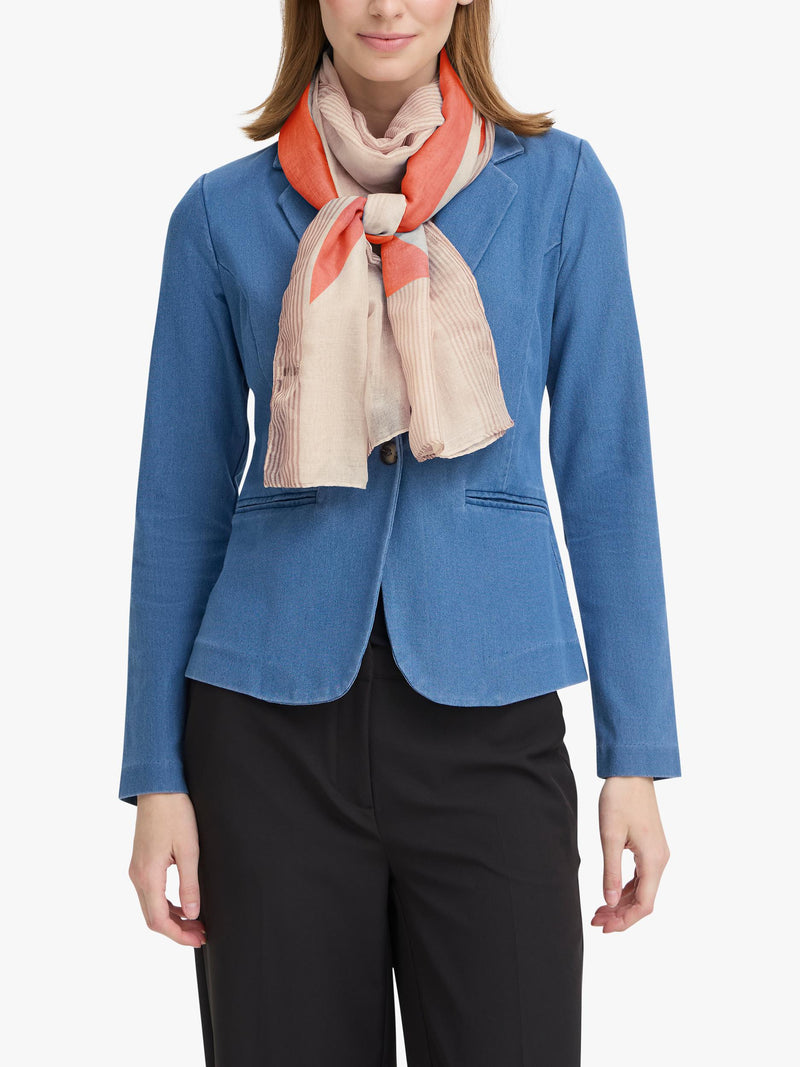 ICHI Annie colour block scarf burnt ochre (British brand)