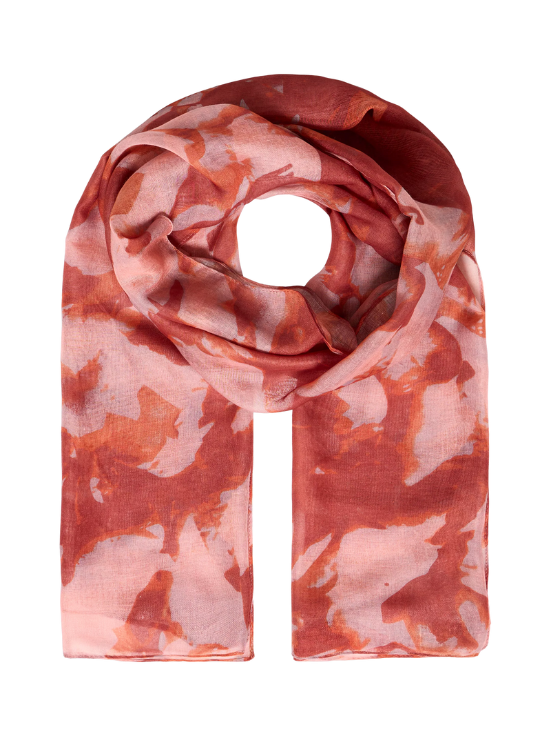 ICHI Anita abstract scarf in burnt ochre (British brand)