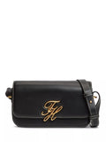 Tommy Hilfiger Logo Plaque Crossbody Leather Bag, Black