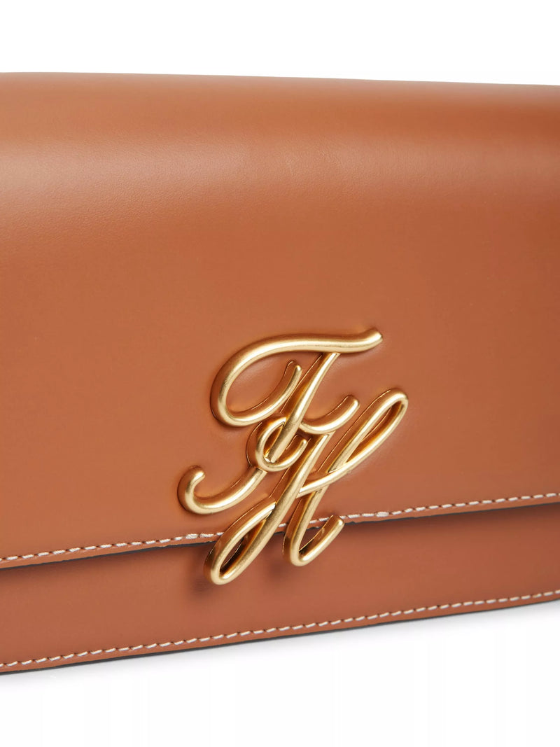 Tommy Hilfiger brown leather crossbody bag, imported from the UK