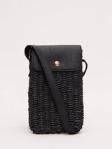 John Lewis Phase Eight Straw Crossbody Phone Bag, Black- Buy online at McGrocer