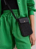 Phase Eight straw crossbody phone bag black, imported from the UK