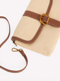 Boden raffia clutch bag brown multi, imported from the UK