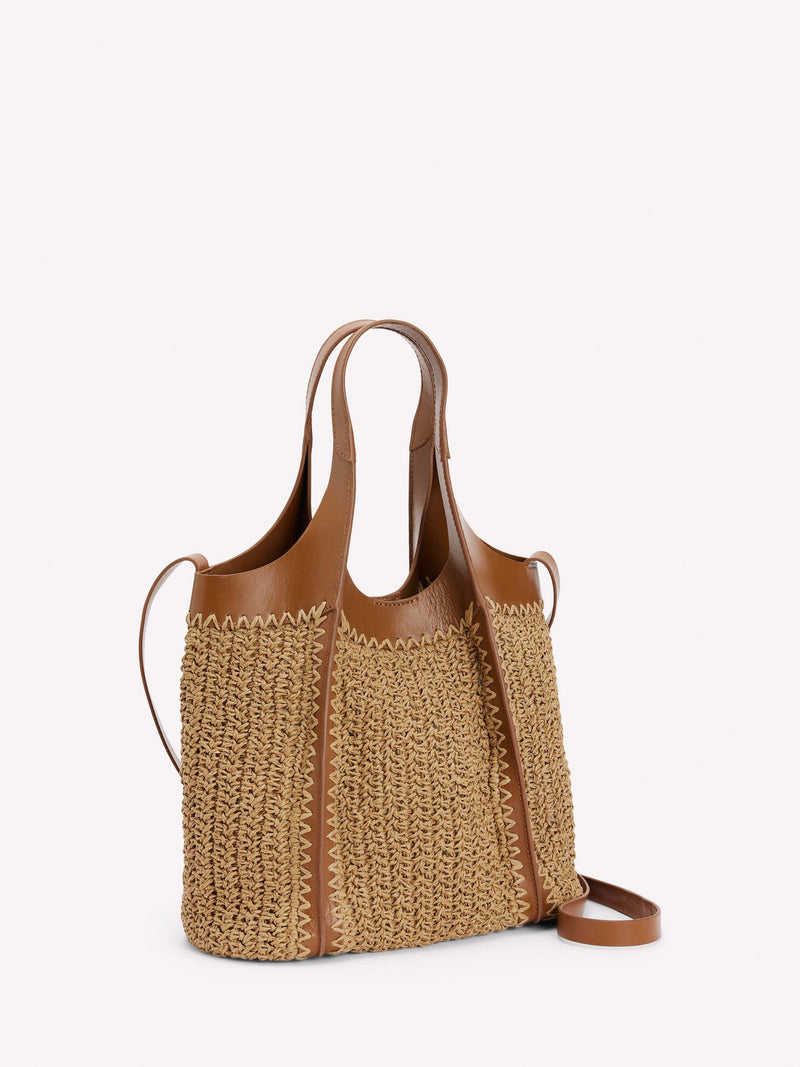 Boden mini straw tote bag brown multi - British product