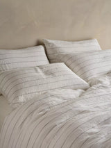 John Lewis Bedfolk 100% Linen Stripe Pillowcase Pair, White/Grey, King Size- Buy online at McGrocer