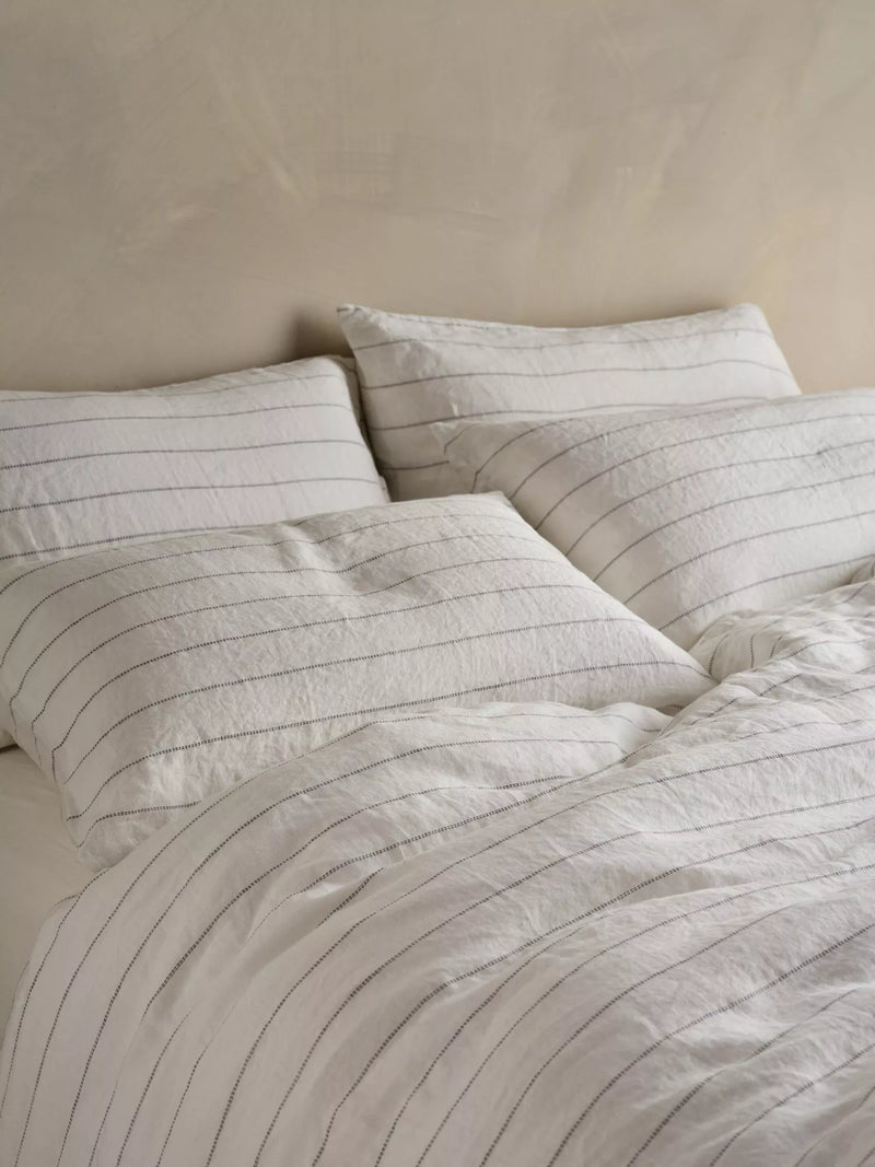 Bedfolk linen stripe pillowcase king size pair, UK version