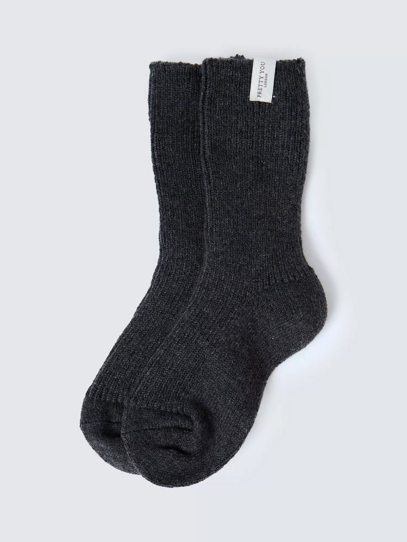 Pretty You London textured bed socks charcoal, imported from the UK