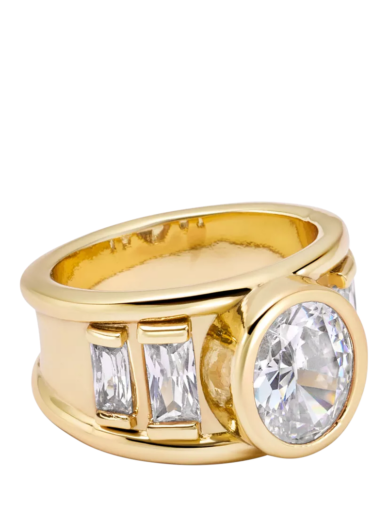 Daisy London chunky crystal band ring gold 12mm - British product