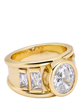 John Lewis Daisy London x Polly Newman Chunky Large Crystal Band Ring, Gold- Buy online at McGrocer