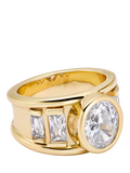 Daisy London chunky crystal band ring gold 12mm - British product