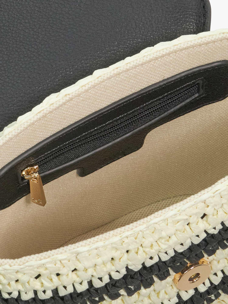 Dune London Dimple crossbody bag black white stripe, imported from the UK