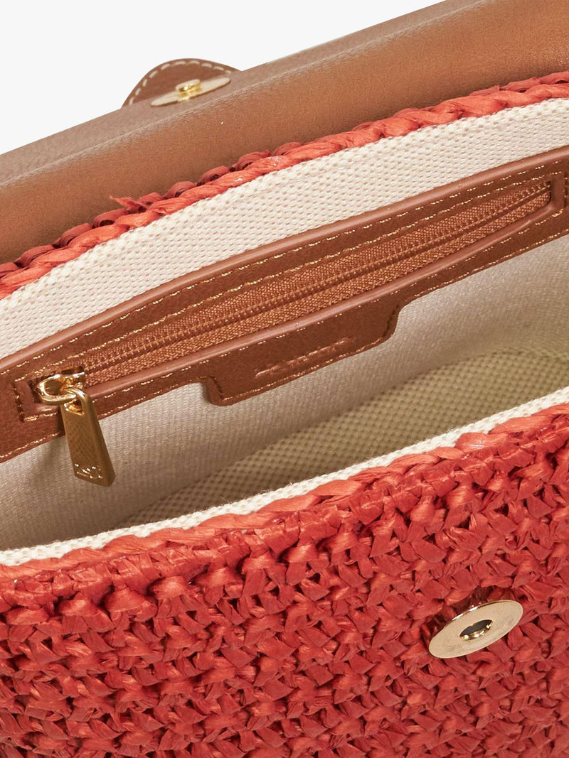 Dune London Dimple red raffia crossbody bag (British brand)