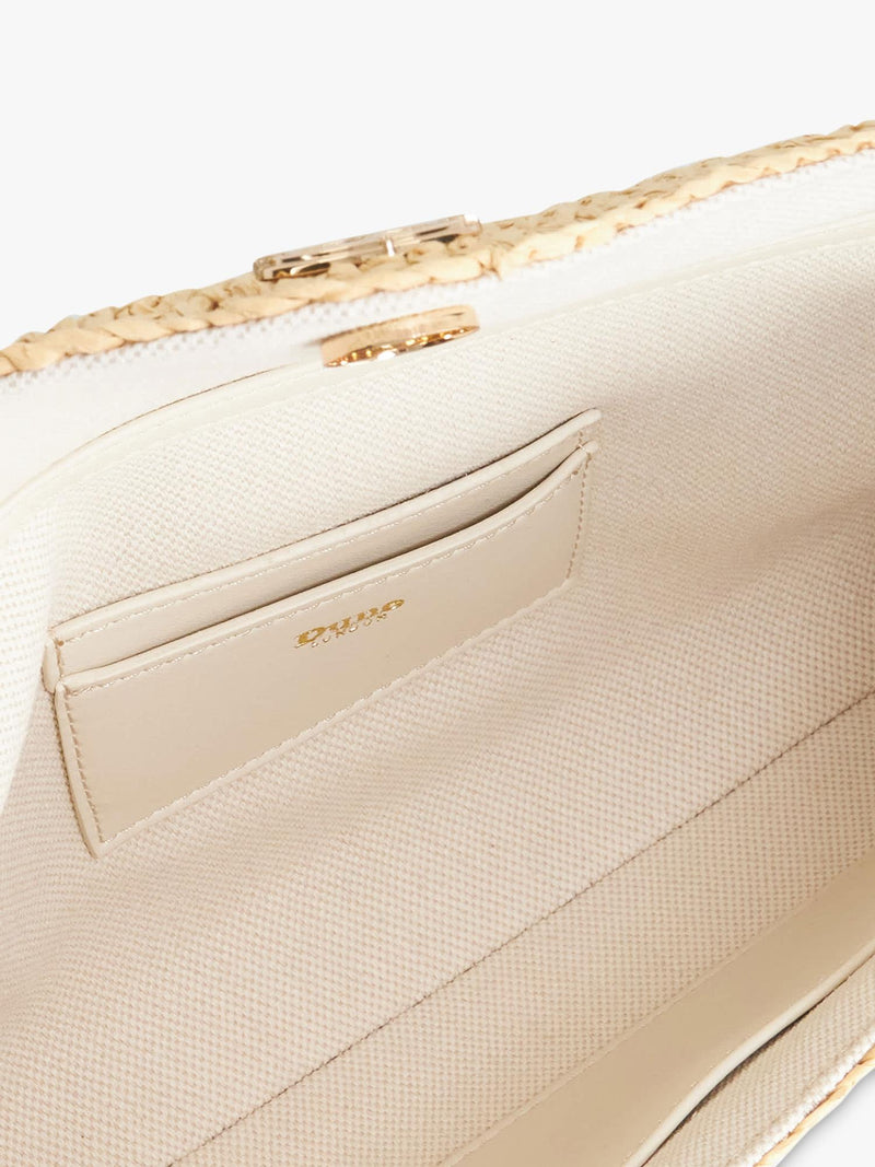 Dune London raffia clutch bag natural woven finish - British product