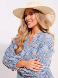 Seaspray cream sun hat with geometric design (British brand)