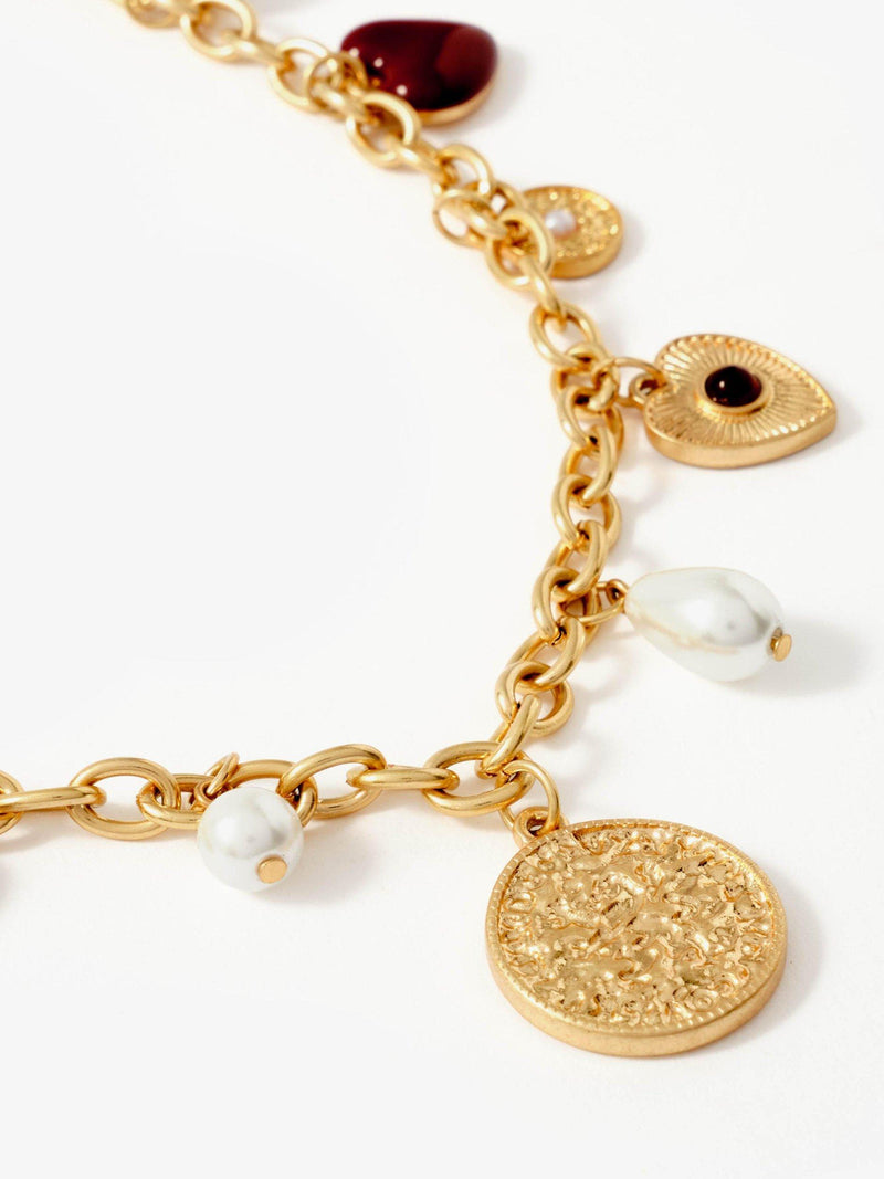 Mint Velvet multi charm necklace gold tone 82cm (British brand)