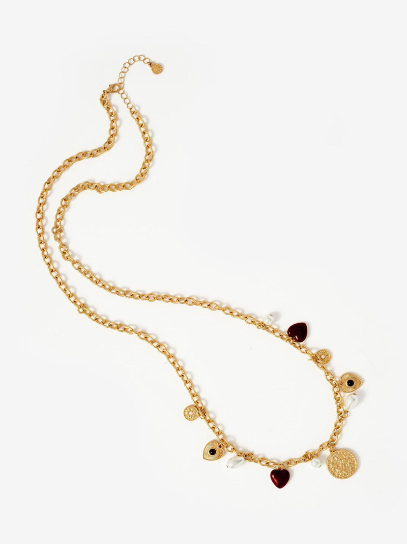 Mint Velvet multi charm necklace gold tone 82cm (British brand)