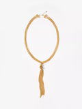 Mint Velvet gold fringe knotted lariat necklace (British brand)