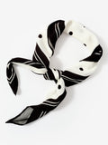 Mint Velvet polka dot contrast border scarf 90x90cm white black, UK version