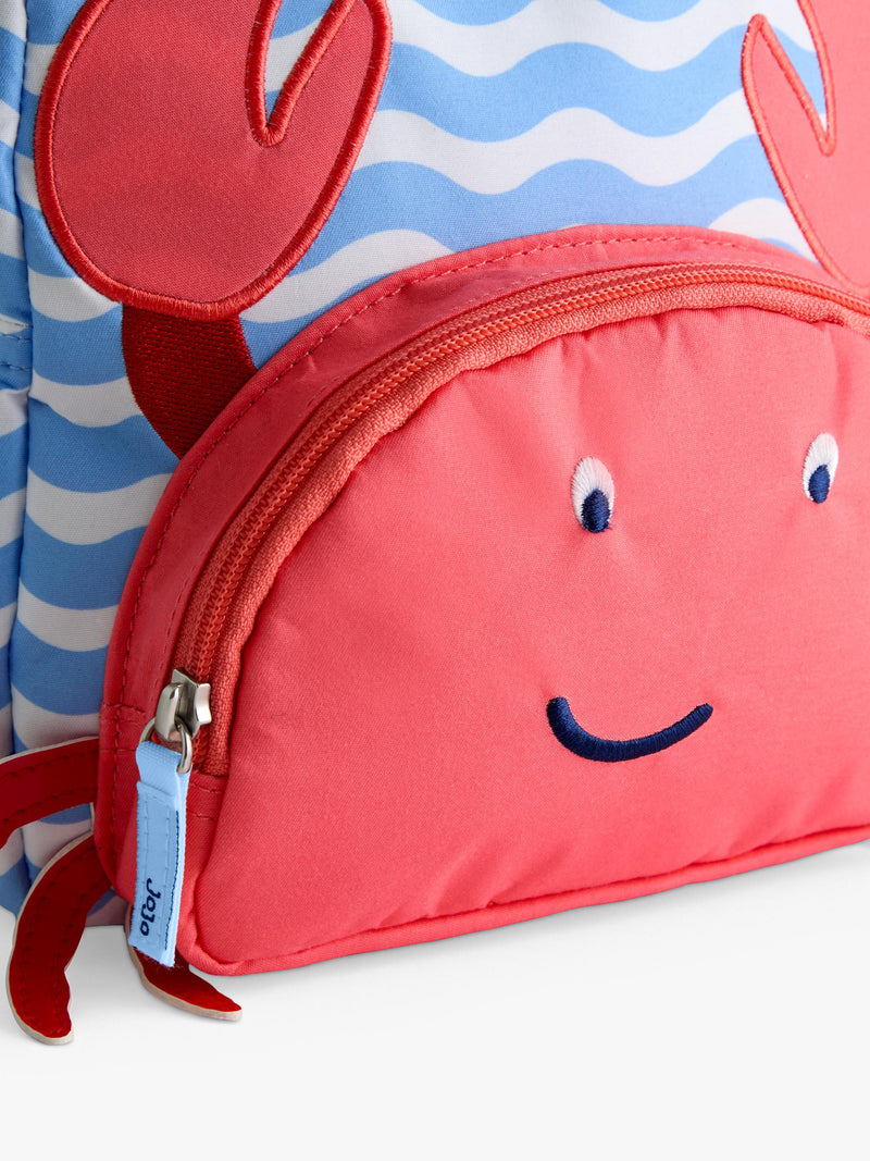 JoJo Maman Bébé kids' crab appliqué backpack mid blue, UK version
