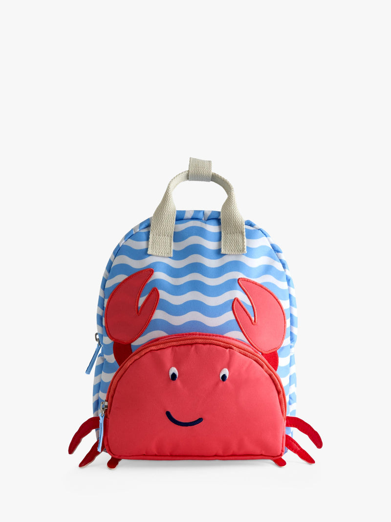 JoJo Maman Bébé kids' crab appliqué backpack mid blue, UK version