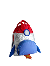 John Lewis JoJo Maman Bébé Kids' Quilted Space Rocket Backpack, Silver- Buy online at McGrocer
