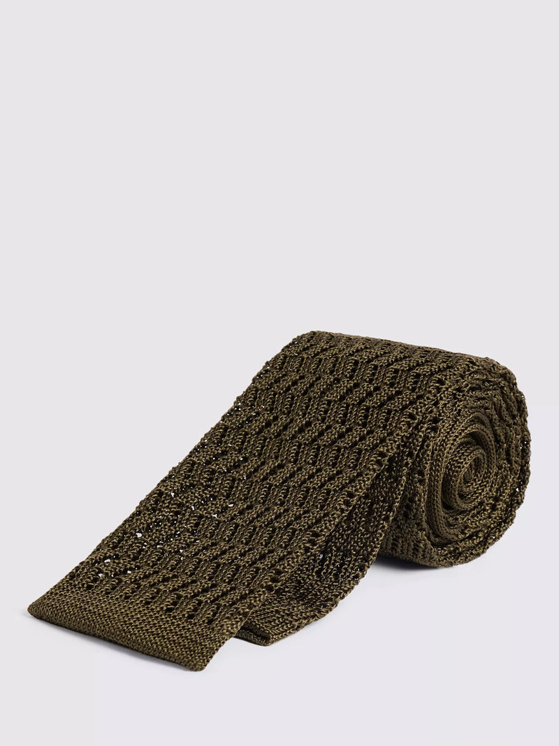 Moss Silk Knitted Tie