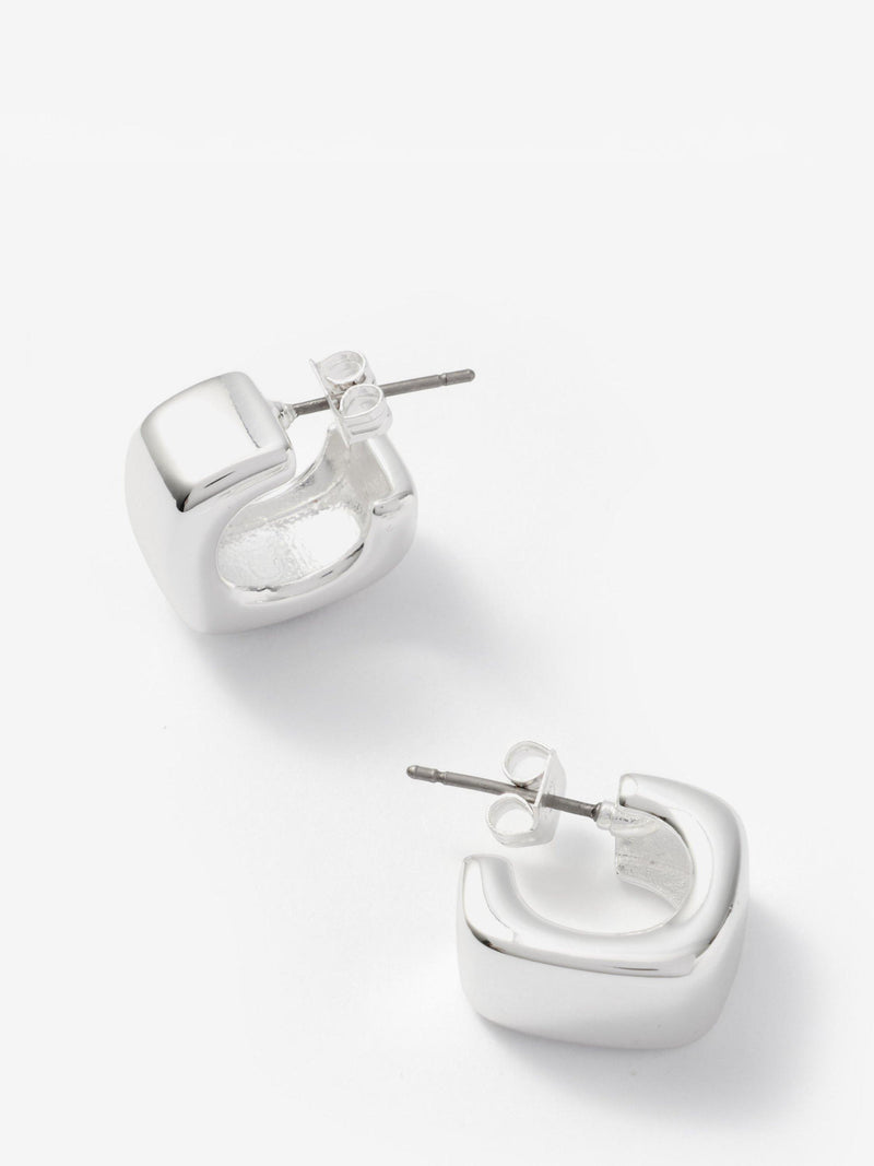 Mint Velvet square hoop earrings silver 1.5cm (British brand)