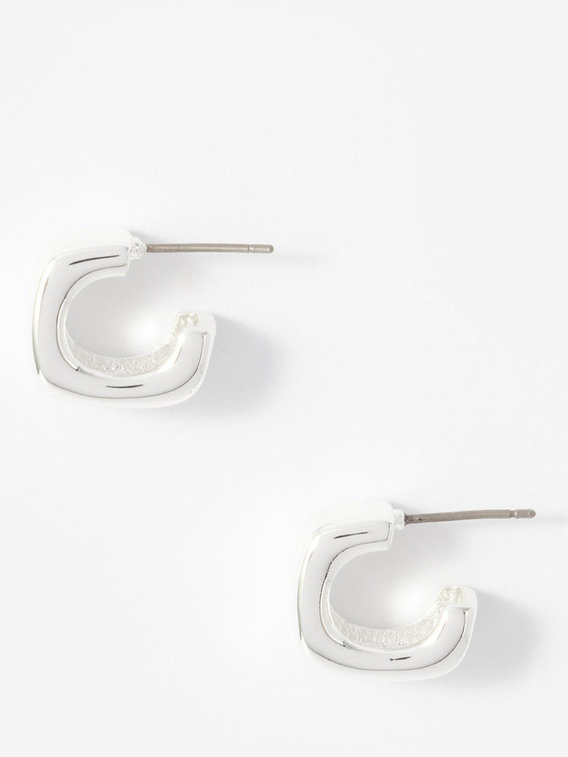 Mint Velvet square hoop earrings silver 1.5cm (British brand)