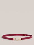 Hobbs Cecelia Chain Buckle Pure Leather Belt, Beetroot Pink, S
