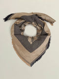 Hobbs Mora Insignia Print scarf Black/Camel 130cm - British product
