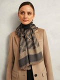 Hobbs Mora Insignia Print scarf Black/Camel 130cm - British product