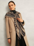 Hobbs Mora Insignia Print scarf Black/Camel 130cm - British product